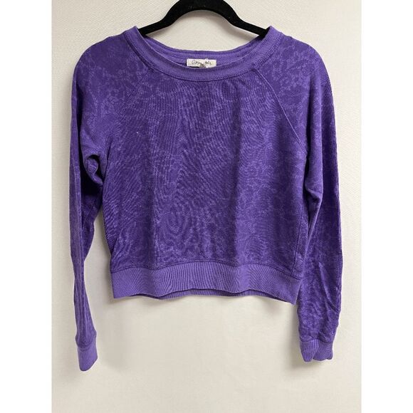 Aeropostale Womens Pullover Crew neck Floral Print Knit Sweater Purple Size SP - Picture 1 of 3
